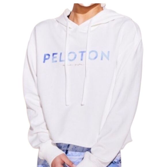 Spiritual Gangster x Peloton Cropped White and Blue Hoodie Size Large L - Picture 7 of 7